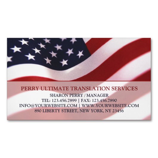 Amerikanische Flagge Magnetische Visitenkarte (Vorderseite)