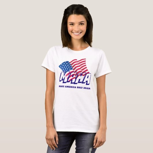 Amerikanische Flagge MAHA MACHEN AMERIKA HEILIG T-Shirt (Vorne ganz)