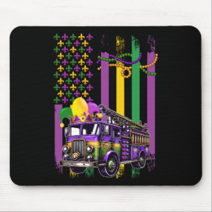 Amerikanische Flagge Mardi Gras Fire Truck Wearing Mousepad