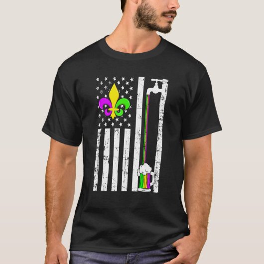 Amerikanische Flagge Mardi Gras Karneval Party Fun T-Shirt (Vorderseite)