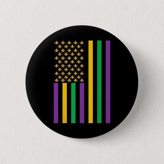 Amerikanische Flagge Mardi Gras Mardi Gras Crawfis Button (Vorderseite)