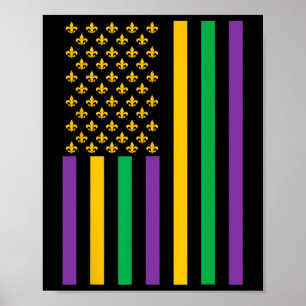 Amerikanische Flagge Mardi Gras Mardi Gras Crawfis Poster