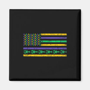 Amerikanische Flagge Mardi Gras T Shirt Mardi Gras Magnet