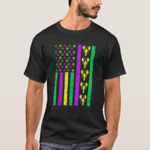 Amerikanische Flagge Mardi GrasMardi Gras Krawfish T-Shirt
