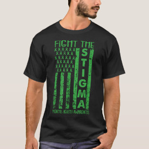 Amerikanische Flagge Mental Health Awareness Green T-Shirt