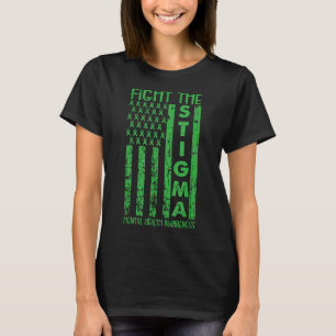 Amerikanische Flagge Mental Health Awareness Green T-Shirt