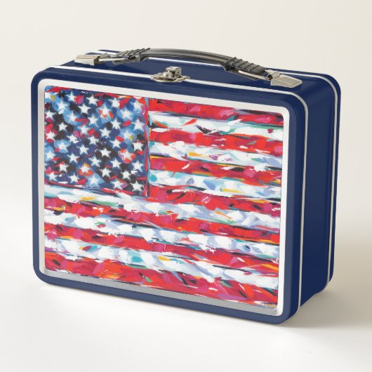 Amerikanische Flagge Metall Lunch Box (Vorderseite)