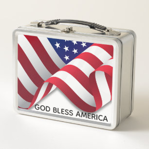 Amerikanische Flagge Metall-Lunchbox Metall Brotdose