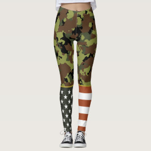 Amerikanische Flagge Militärische grüne Camouflage Leggings