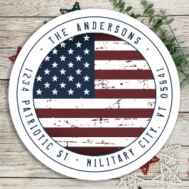 Amerikanische Flagge Militärische Patriotische Rüc Runder Aufkleber