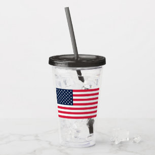Amerikanische Flagge mit 50 Sternen: US Flagge mit Acryltrinkbecher