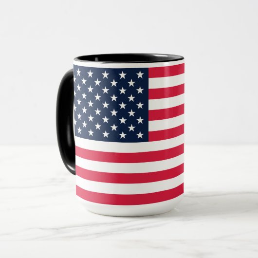 Amerikanische Flagge mit 50 Sternen: US Flagge mit Tasse (Vorderseite Links)