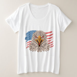 Amerikanische Flagge mit Adlerfahne Große Größe T-Shirt