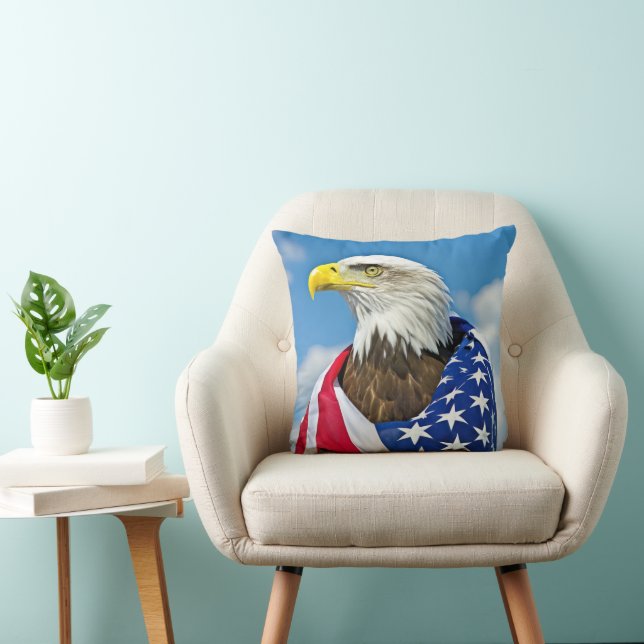 Amerikanische Flagge mit Bald-Adler Kissen (Stuhl )