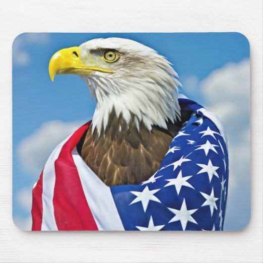 Amerikanische Flagge mit Bald-Adler Mousepad (Vorne)