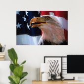Amerikanische Flagge mit Bald-Adler Poster (Heimbüro)