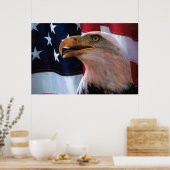 Amerikanische Flagge mit Bald-Adler Poster (Küche)