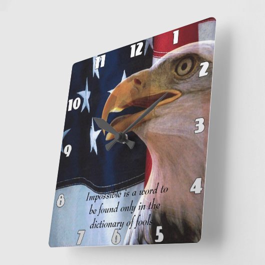 Amerikanische Flagge mit Bald-Adler Quadratische Wanduhr (Winkel)