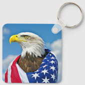 Amerikanische Flagge mit Bald-Adler Schlüsselanhänger (Rückseite)