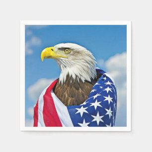 Amerikanische Flagge mit Bald-Adler Serviette