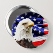 Amerikanische Flagge mit Bald Eagle Button (Vorne & Hinten)