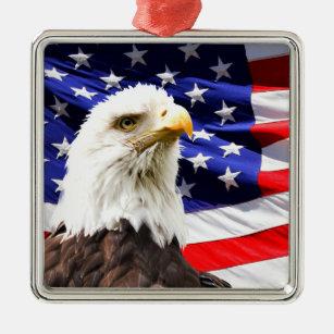 Amerikanische Flagge mit Bald Eagle Ornament Aus Metall