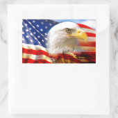 Amerikanische Flagge mit Bald Eagle Rechteckiger Aufkleber (Tasche)