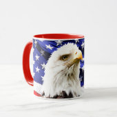 Amerikanische Flagge mit Bald Eagle Tasse (Vorderseite Links)