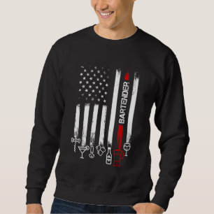 Amerikanische Flagge mit Barkeeper für Frauenvater Sweatshirt