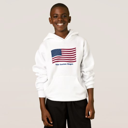 Amerikanische Flagge mit benutzerdefiniertem Sloga Hoodie (Vorne ganz)