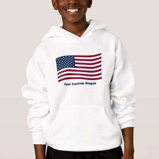 Amerikanische Flagge mit benutzerdefiniertem Sloga Hoodie (Vorderseite)