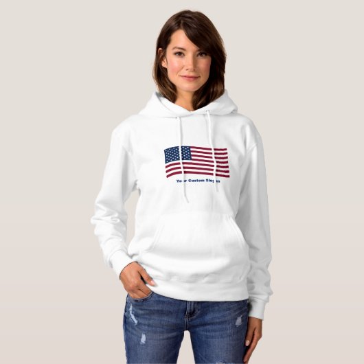 Amerikanische Flagge mit benutzerdefiniertem Sloga Hoodie (Vorne ganz)