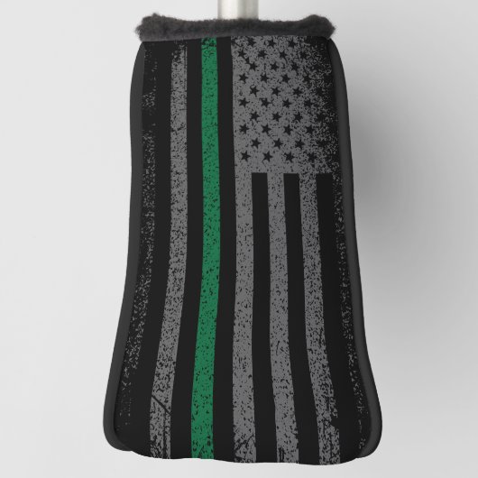 Amerikanische Flagge mit dünner grüner Linie Golf Headcover (Rotieren 90)