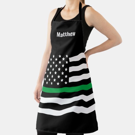 Amerikanische Flagge mit dünner grüner Linie Schürze (InSitu)