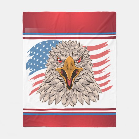 Amerikanische Flagge mit Eagle Fleece Blanket (Vorderseite)