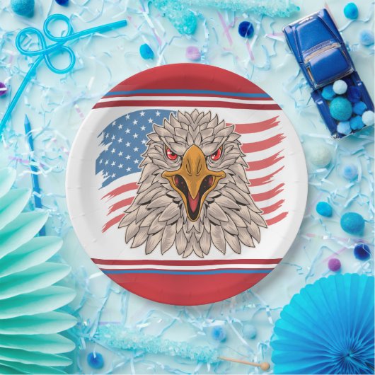 Amerikanische Flagge mit einer Adlerpapierplatte Pappteller (Party)