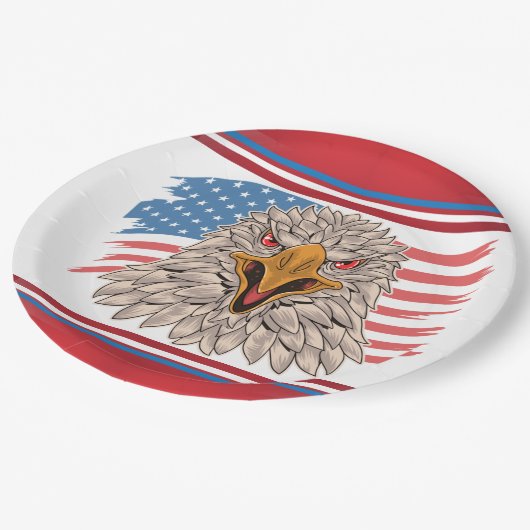 Amerikanische Flagge mit einer Adlerpapierplatte Pappteller (Schrägansicht)