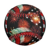 Amerikanische Flagge mit Feuerwerk Baseball (Rückseite)
