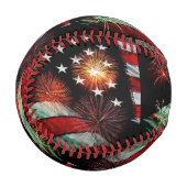 Amerikanische Flagge mit Feuerwerk Baseball (Vorderseite Links)