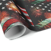 Amerikanische Flagge mit Feuerwerken Geschenkpapier (Rolleneckpunkt)