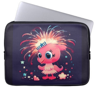 Amerikanische Flagge mit Flamingo Cartoon69218 Laptopschutzhülle