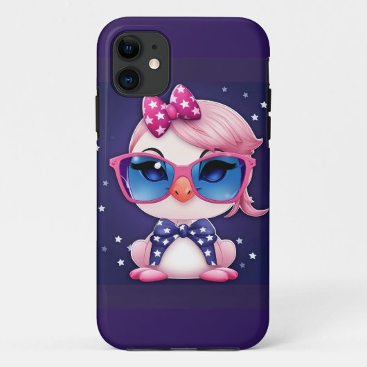 Amerikanische Flagge mit Flamingo-Cartoon-14484 Case-Mate iPhone Hülle (Rückseite)