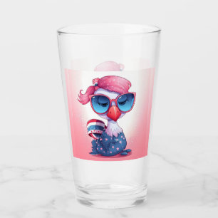 Amerikanische Flagge mit Flamingo Cartoon-69679 Glas