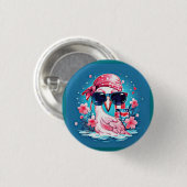 Amerikanische Flagge mit Flamingo-Cartoon-69681 Button (Vorne & Hinten)
