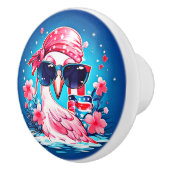 Amerikanische Flagge mit Flamingo-Cartoon-69681 Keramikknauf (Rechts)