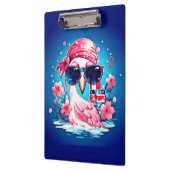 Amerikanische Flagge mit Flamingo-Cartoon-69681 Klemmbrett (Links)