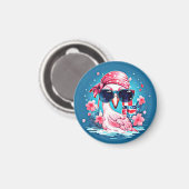 Amerikanische Flagge mit Flamingo-Cartoon-69681 Magnet (Vorderseite/Rückseite)