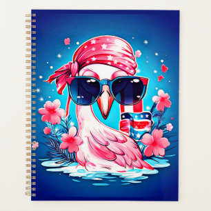 Amerikanische Flagge mit Flamingo Cartoon-69681 Planer