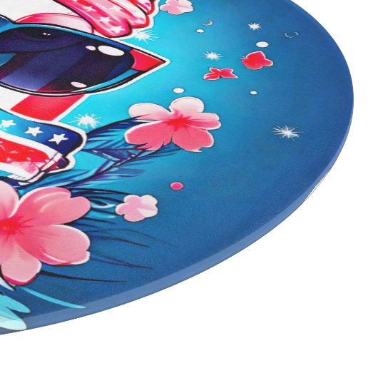 Amerikanische Flagge mit Flamingo-Cartoon-69681 Schneidebrett (Ecke)