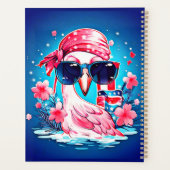 Amerikanische Flagge mit Flamingo-Cartoon Planer (Rückseite)